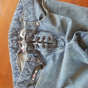 Lip Service Vintage Denim Rocker Fit Jeans w/Lace-Up Detail - 34